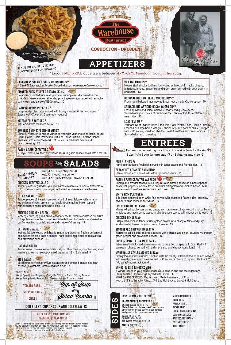 Olde Warehouse Restaurant - Coshocton, OH menu_pic
