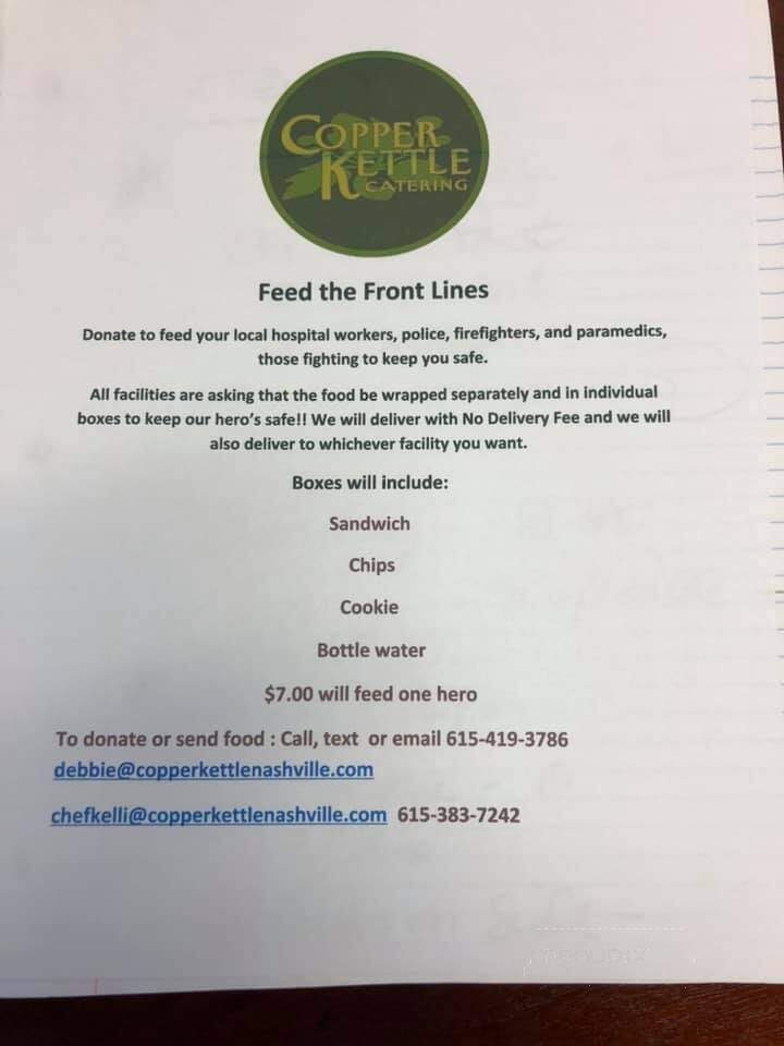 Copper Kettle Cafe - Nashville, TN menu_pic