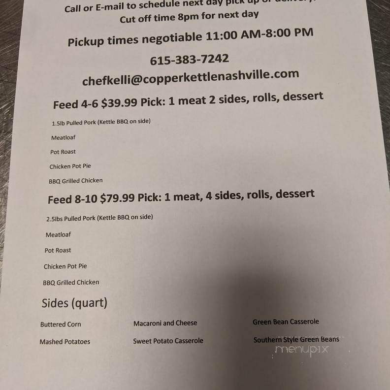 Copper Kettle Cafe - Nashville, TN menu_pic