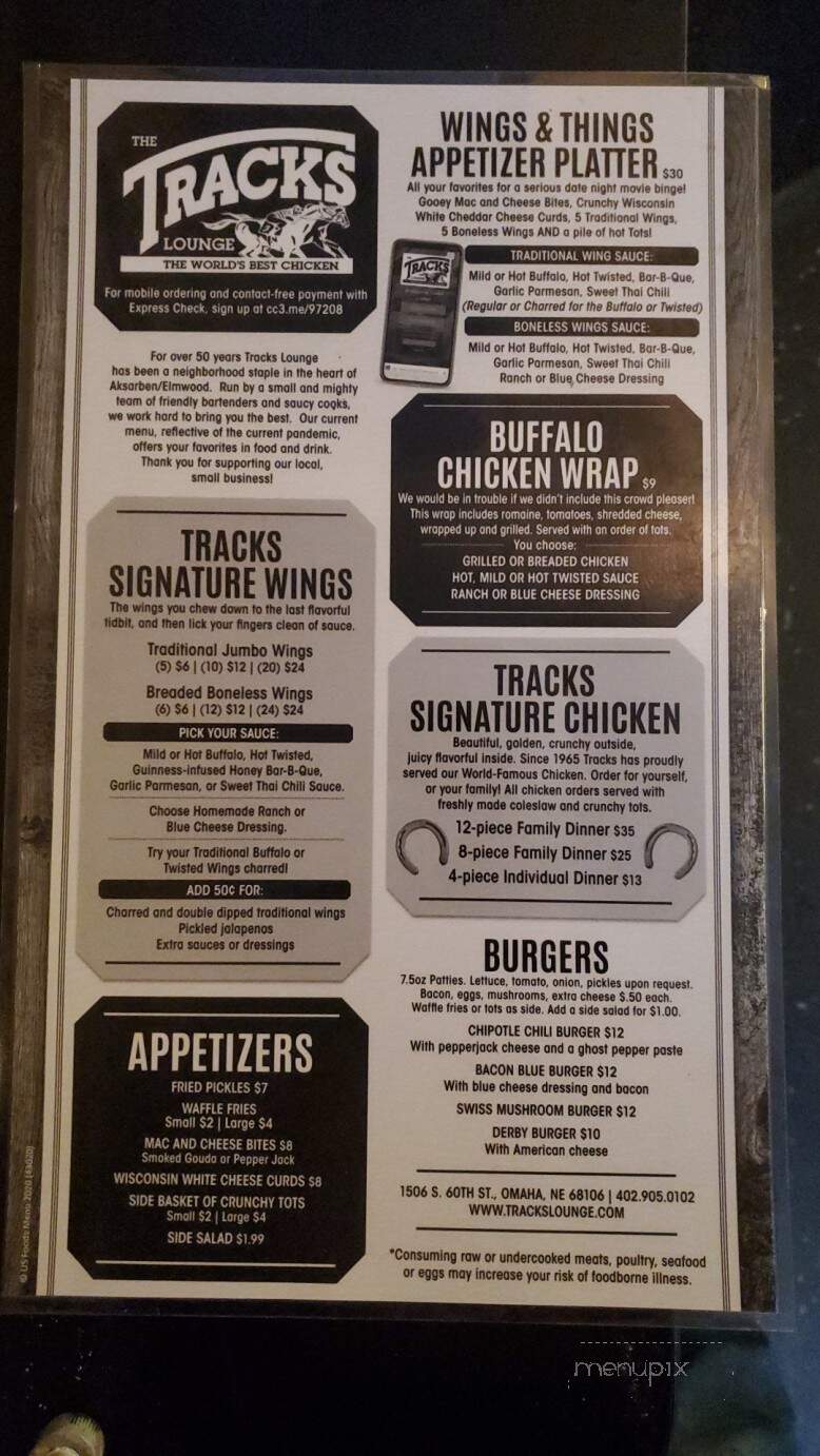 Trackside Lounge - Omaha, NE menu_pic