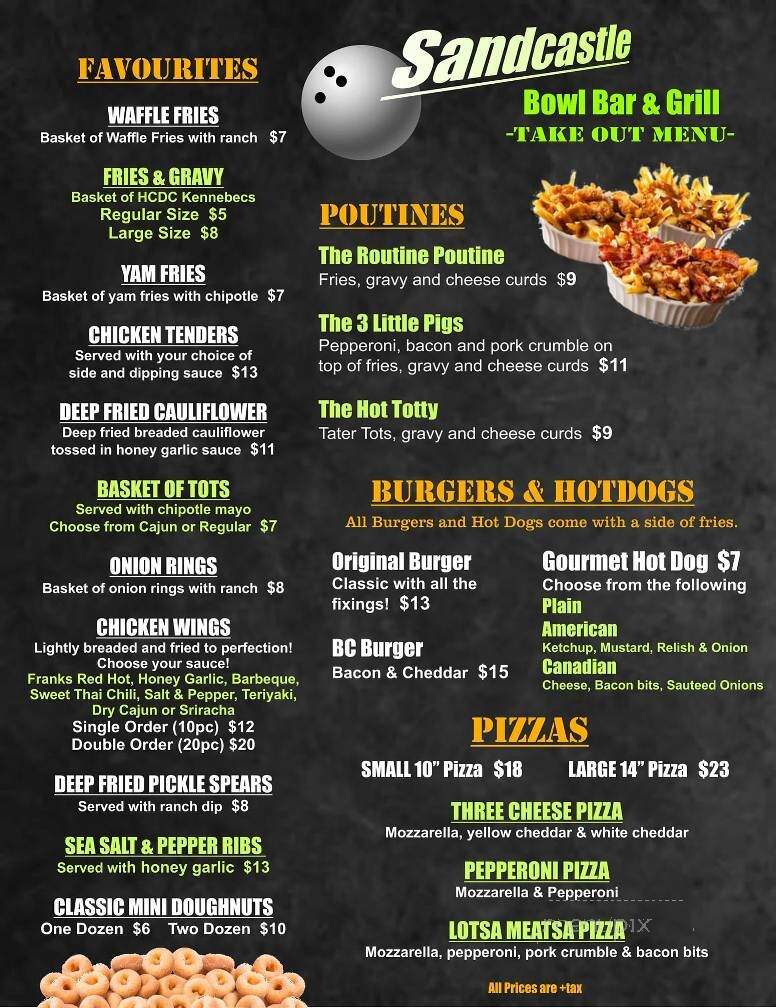 Sandcastle Bar & Grill - Surrey, BC menu_pic
