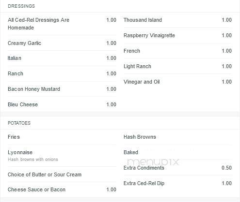 Ced-Rel Supper Club - Cedar Rapids, IA menu_pic
