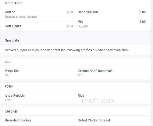 Ced-Rel Supper Club - Cedar Rapids, IA menu_pic