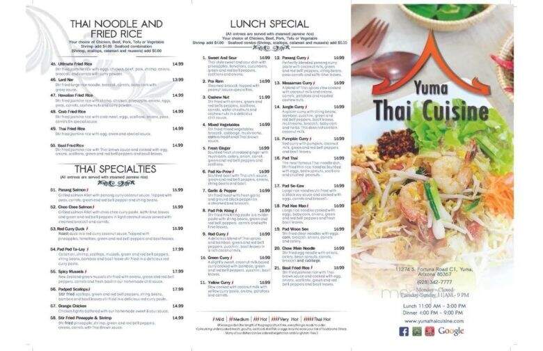 Yuma Thai Cuisine - Yuma, AZ menu_pic