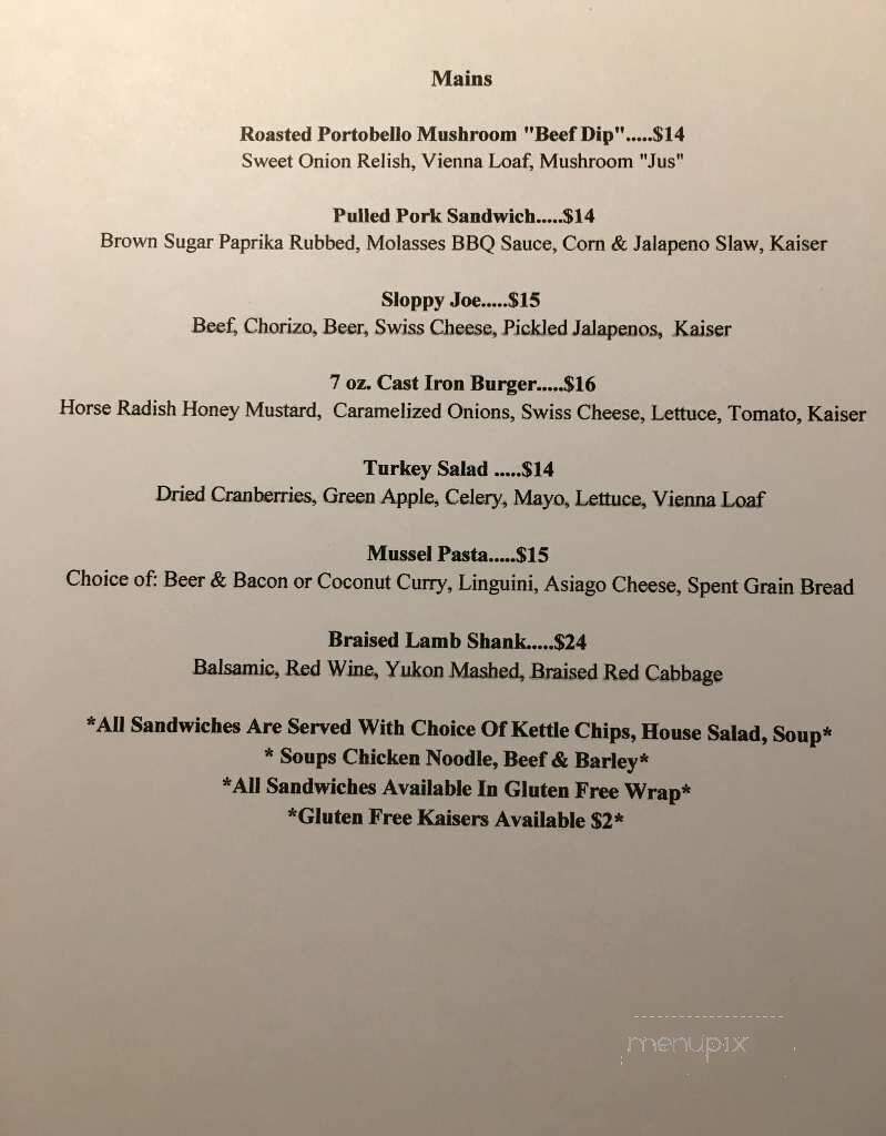 Rusty Wrench Brewing Company - Strathroy, ON menu_pic