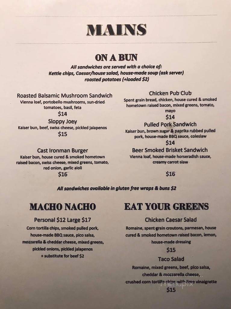 Rusty Wrench Brewing Company - Strathroy, ON menu_pic