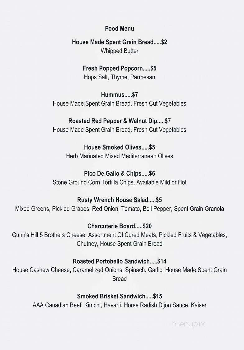 Rusty Wrench Brewing Company - Strathroy, ON menu_pic
