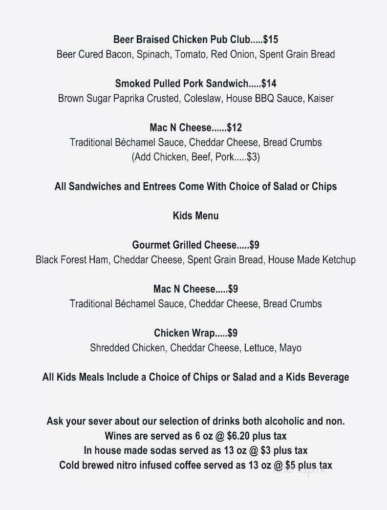 Rusty Wrench Brewing Company - Strathroy, ON menu_pic