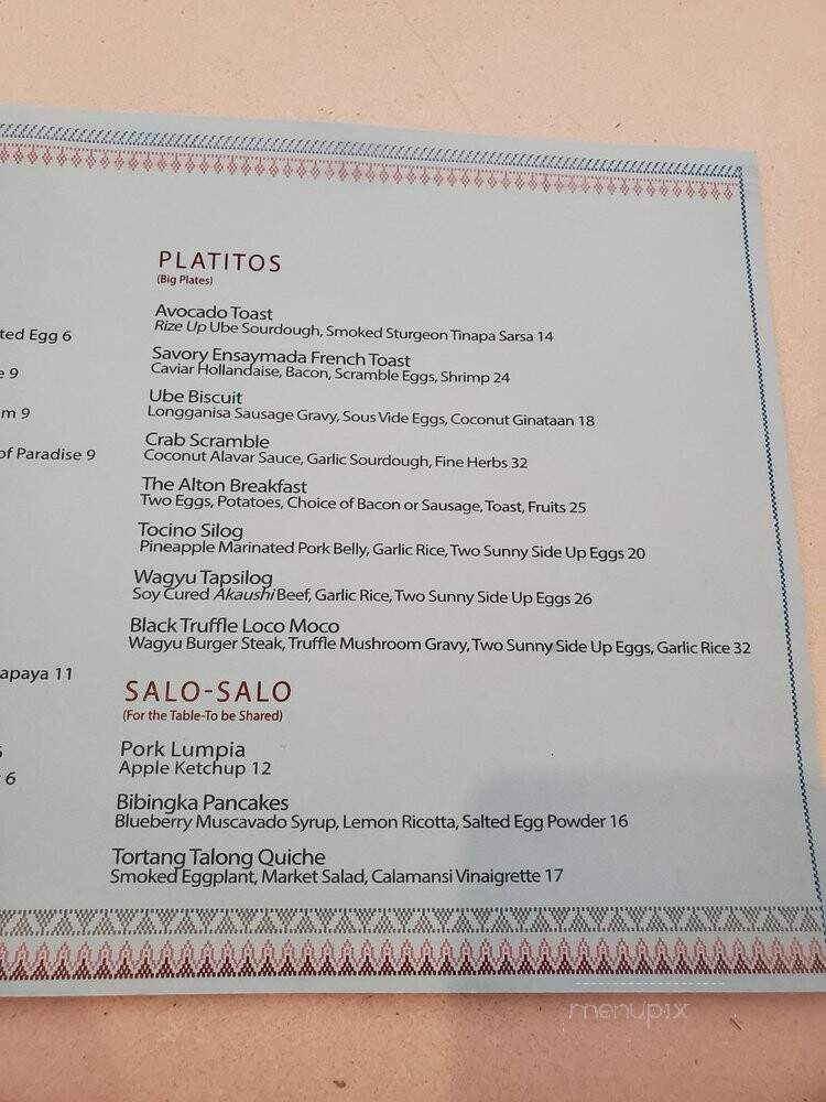 Abaca - San Francisco, CA menu_pic