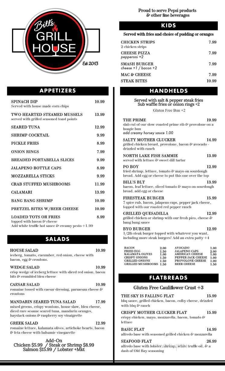 Bills Grill - Coldwater, MI menu_pic