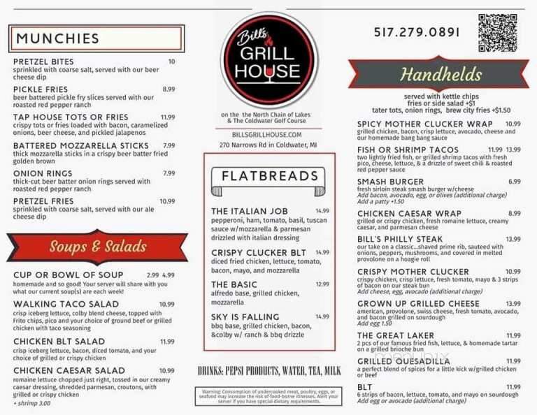 Bills Grill - Coldwater, MI menu_pic