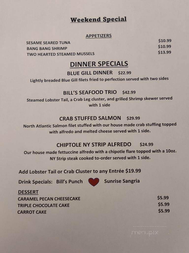 Bills Grill - Coldwater, MI menu_pic