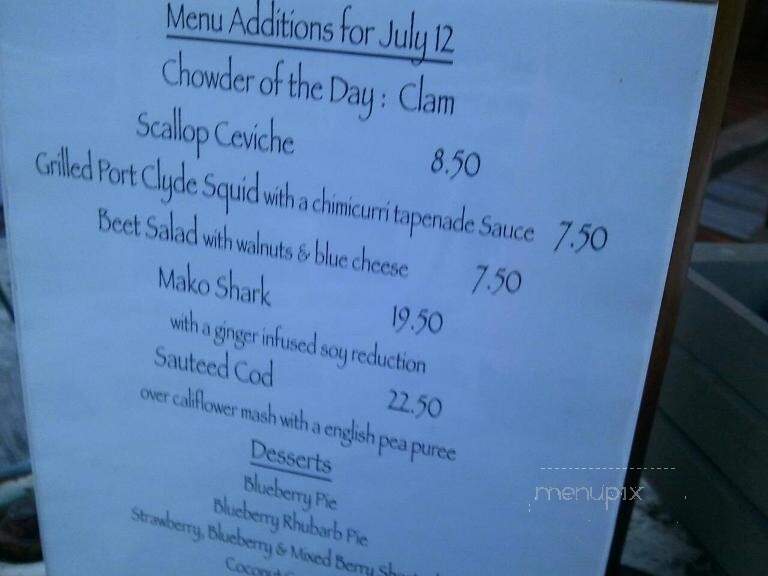 The Slipway Restaurant - Thomaston, ME menu_pic