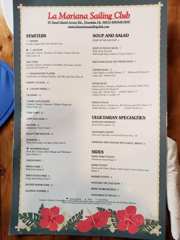 La Mariana Restaurant & Bar - Honolulu, HI menu_pic