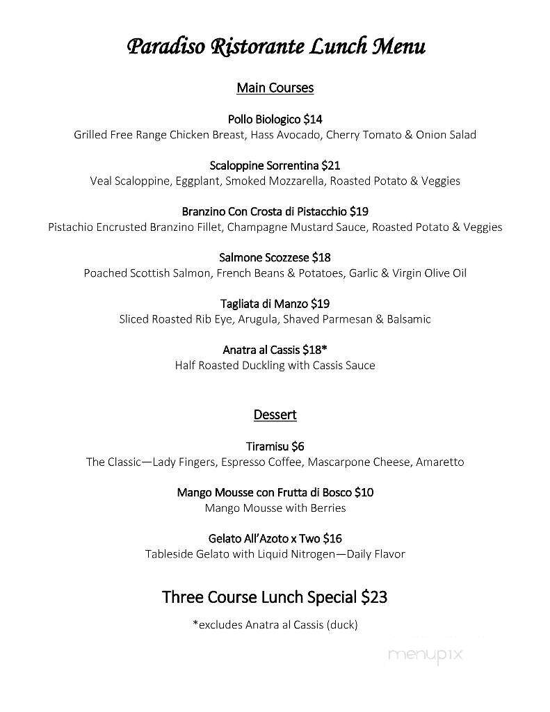 Paradiso Restaurant - Lake Worth, FL menu_pic