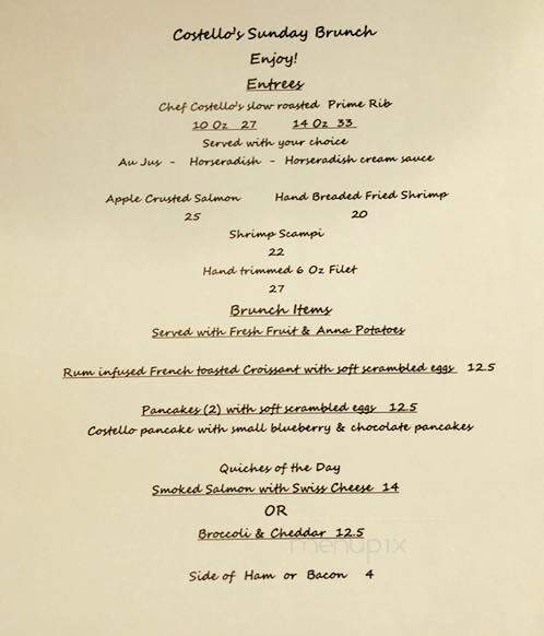 Costello's Continental Cuisine - Enid, OK menu_pic