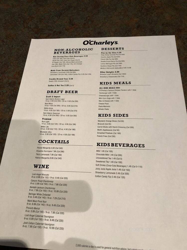 O'Charley's - Daphne, AL menu_pic