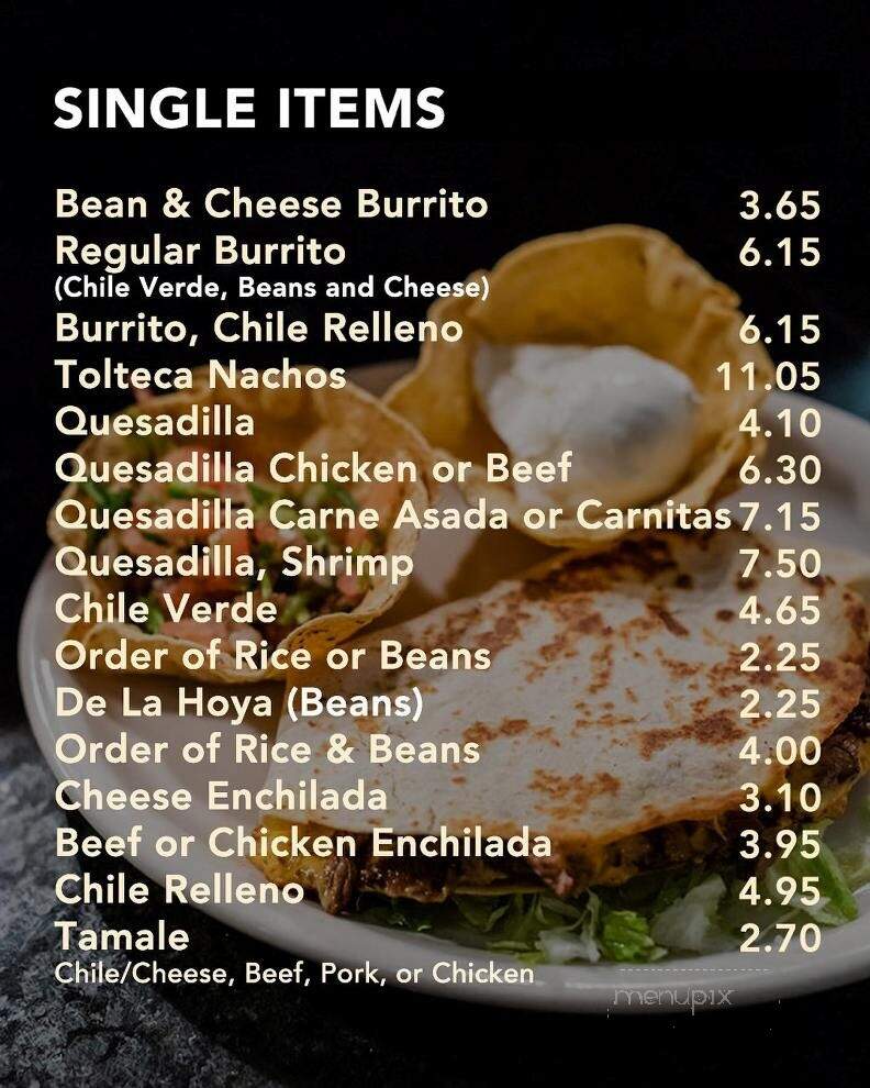 La Tolteca - Azusa, CA menu_pic