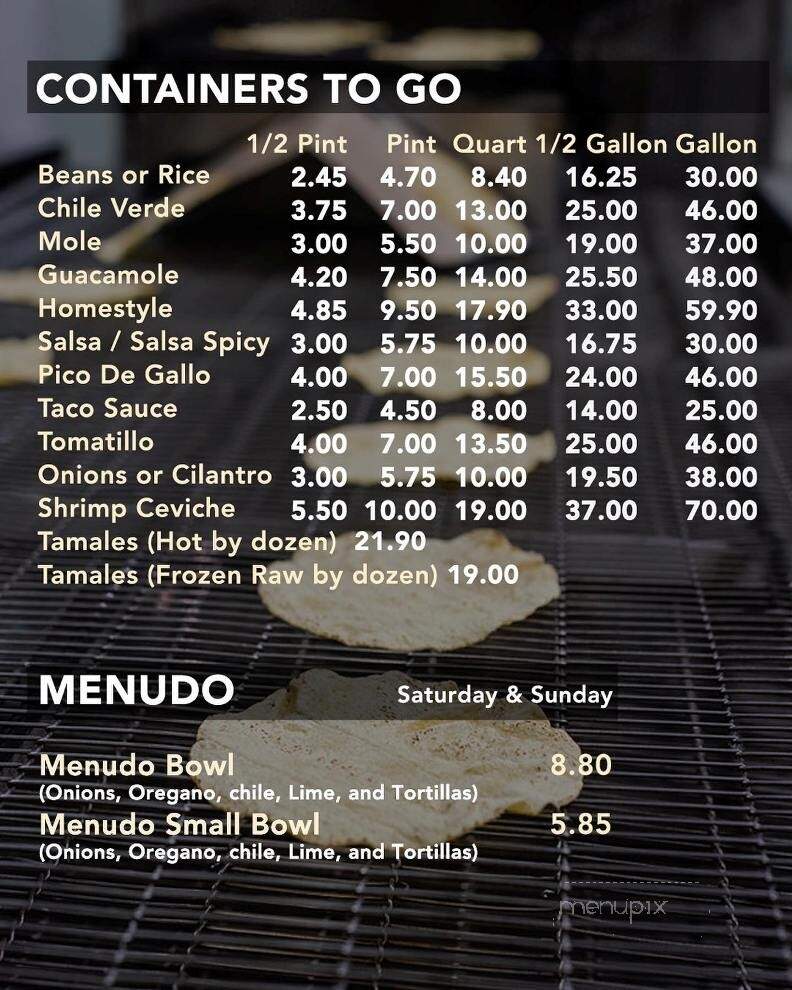 La Tolteca - Azusa, CA menu_pic