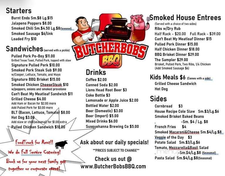 Butcher Bob's BBQ - Mountain Top, PA menu_pic