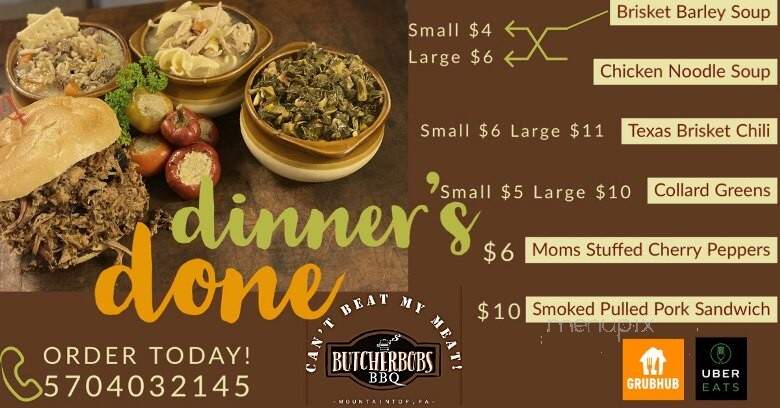 Butcher Bob's BBQ - Mountain Top, PA menu_pic