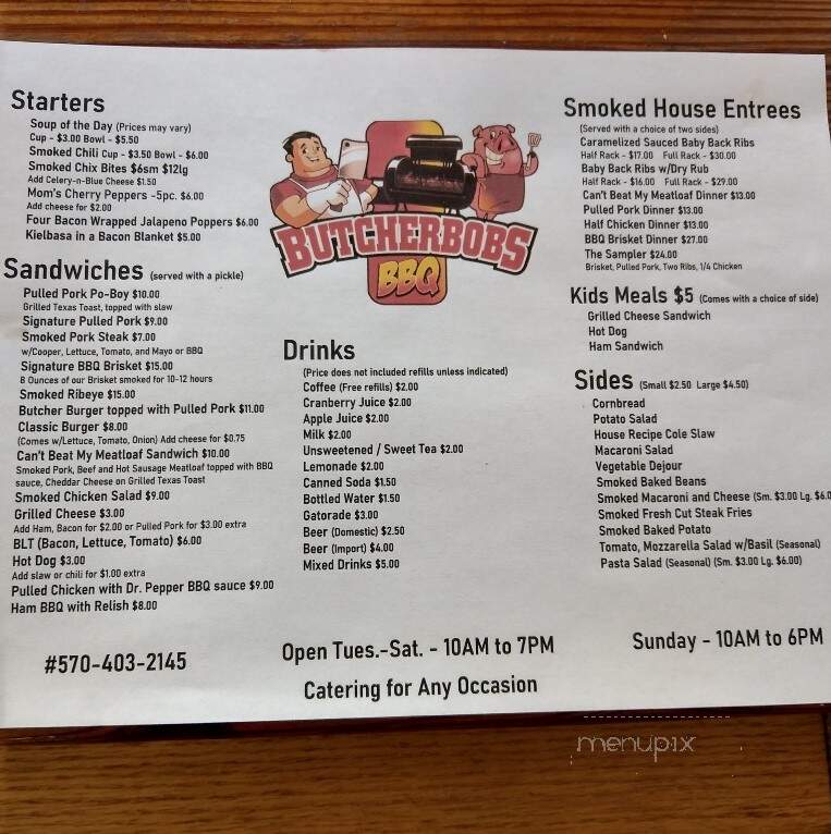 Butcher Bob's BBQ - Mountain Top, PA menu_pic
