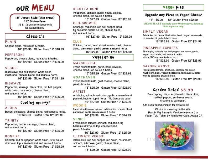 Headies Pizza & Pour - Trinidad, CA menu_pic