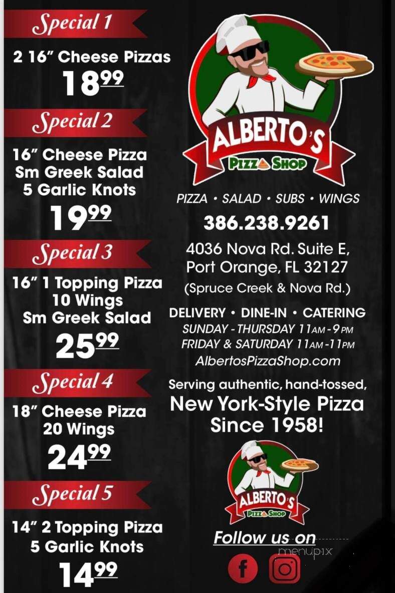 Alberto's Pizza Shop - Port Orange, FL menu_pic