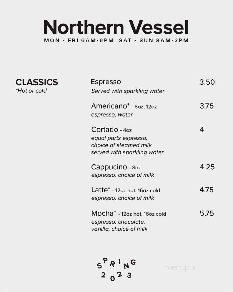 Northern Vessel Coffee - Des Moines, IA menu_pic