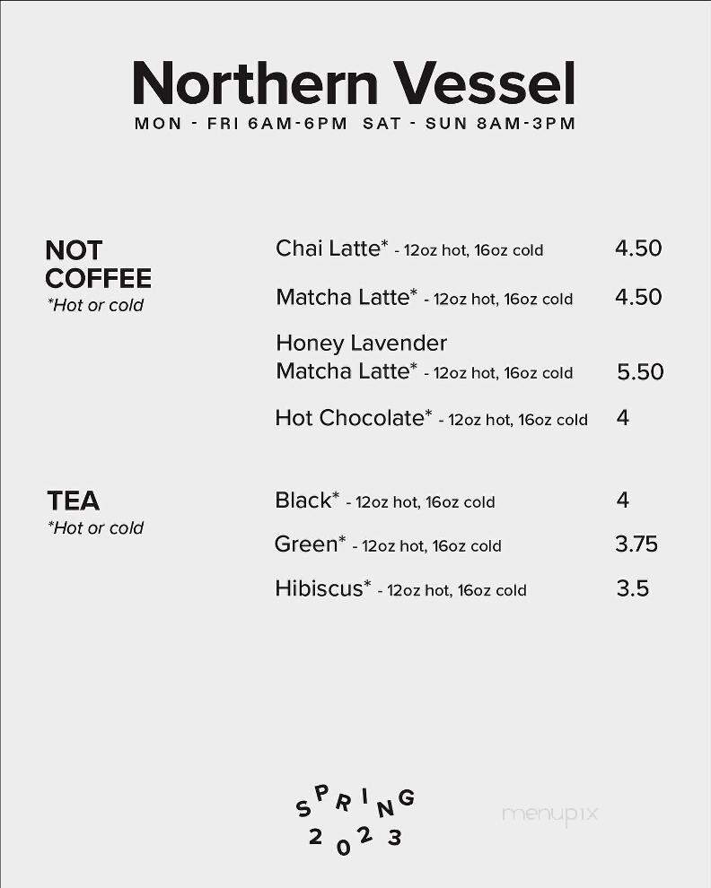 Northern Vessel Coffee - Des Moines, IA menu_pic