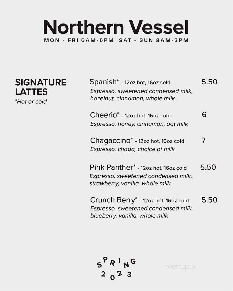 Northern Vessel Coffee - Des Moines, IA menu_pic