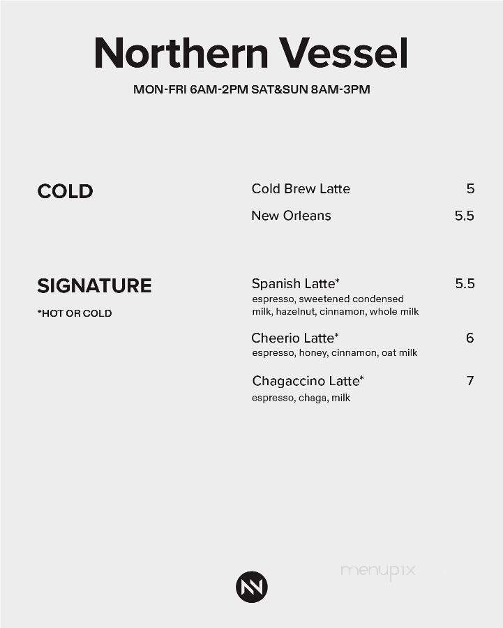 Northern Vessel Coffee - Des Moines, IA menu_pic