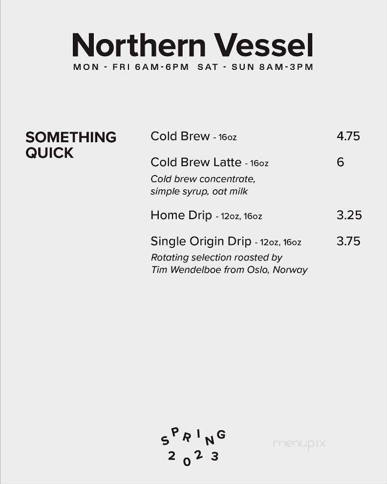 Northern Vessel Coffee - Des Moines, IA menu_pic
