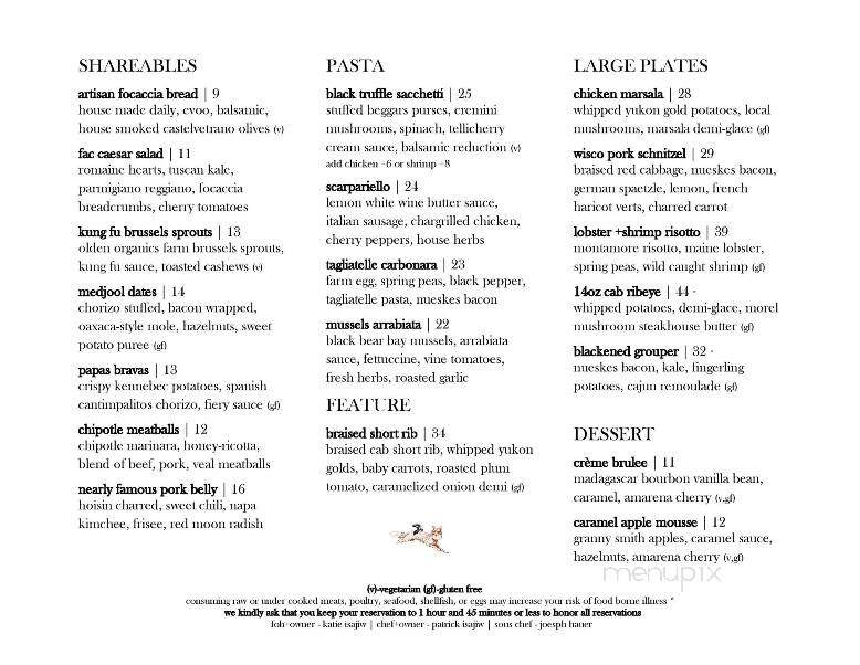 Fox and Crow Bistro - Ripon, WI menu_pic