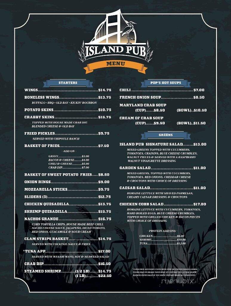 Island Pub - Stevensville, MD menu_pic