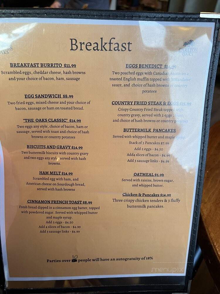 The Oaks Bar & Grill - Santee, CA menu_pic