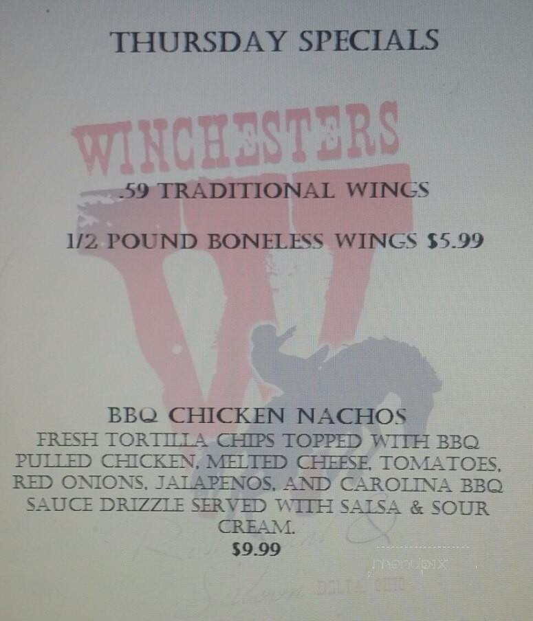 Winchesters Restaurant & Sln - Delta, OH menu_pic