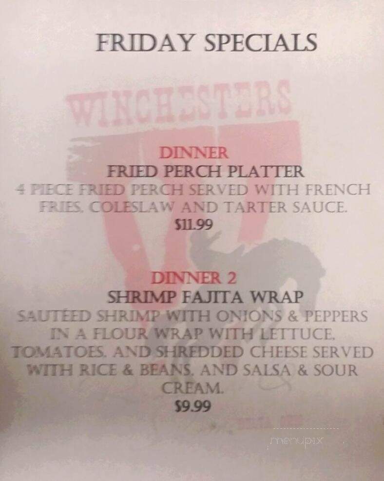 Winchesters Restaurant & Sln - Delta, OH menu_pic