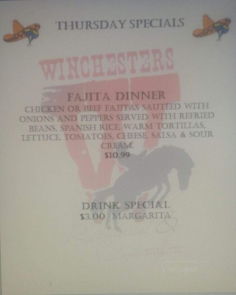 Winchesters Restaurant & Sln - Delta, OH menu_pic