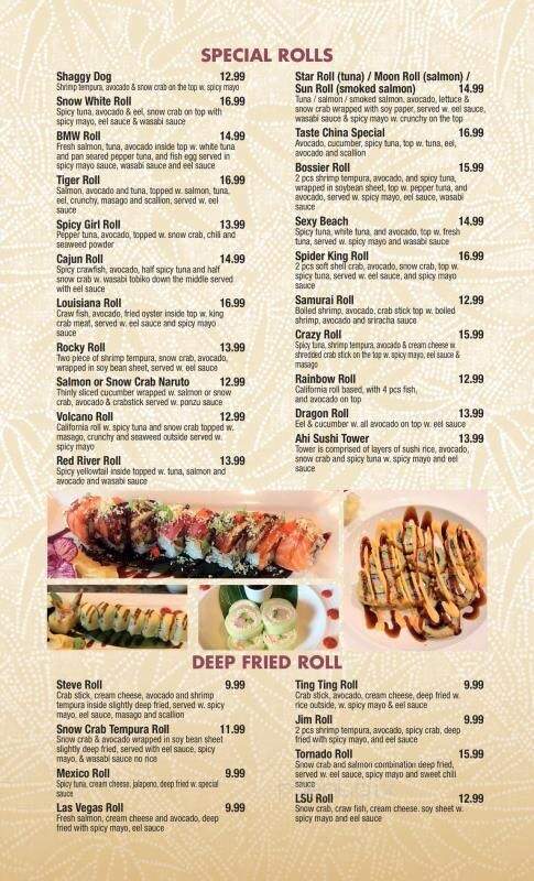 Taste China - Bossier City, LA menu_pic