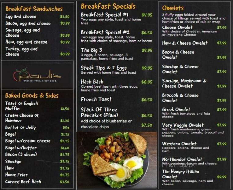 Pauli's - Boston, MA menu_pic