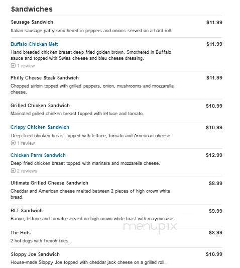 Empire Bar and Grill - Webster, NY menu_pic