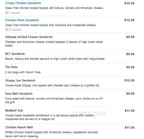 Empire Bar and Grill - Webster, NY menu_pic