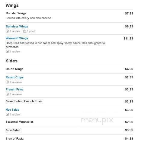 Empire Bar and Grill - Webster, NY menu_pic