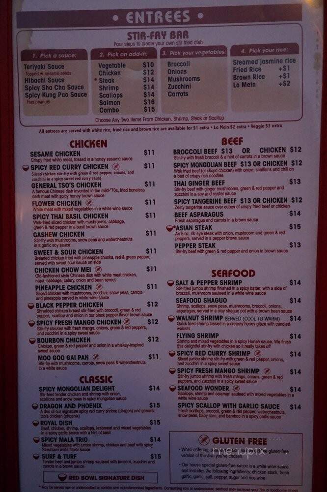 Red Bowl Asian Bistro - Southern Pines, NC menu_pic