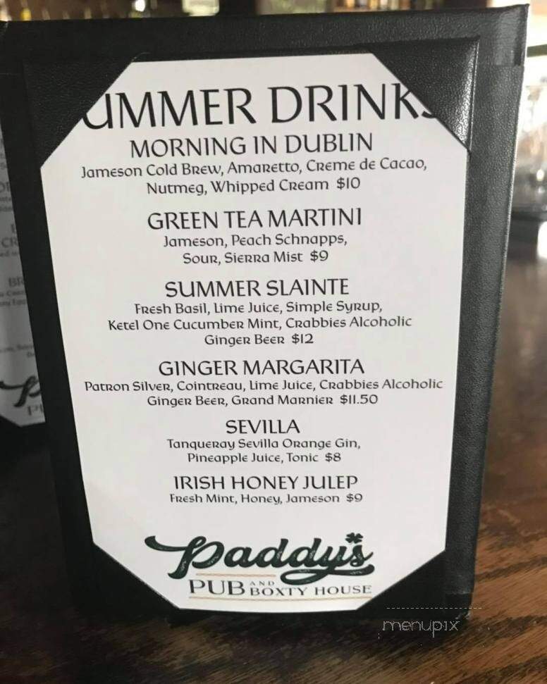 Paddy Ryans - Hudson, WI menu_pic