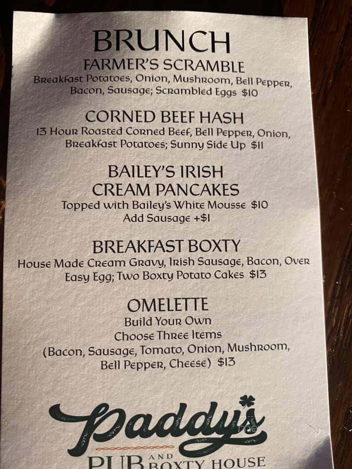 Paddy Ryans - Hudson, WI menu_pic
