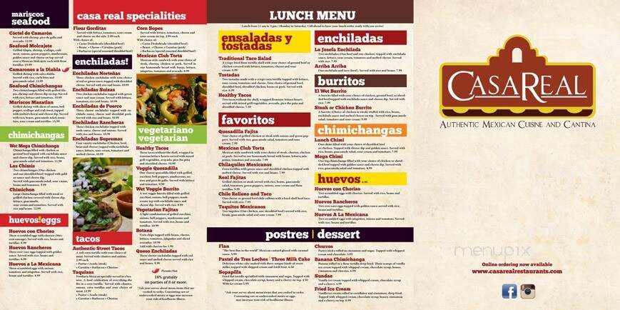 Casa Real Inc - Oxford, MI menu_pic