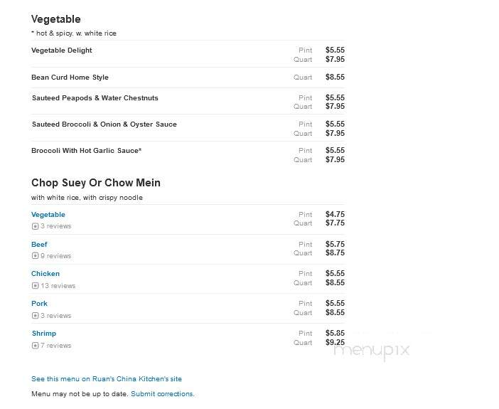 Ruan's China Kitchen - Oak Lawn, IL menu_pic