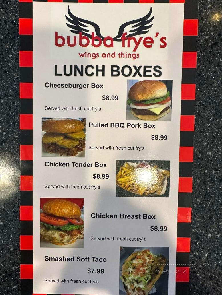 Bubba Frye's - North Berwick, ME menu_pic